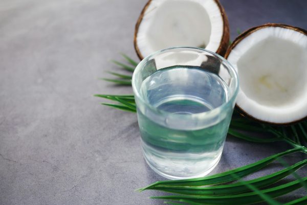 coconut oil in a glass
