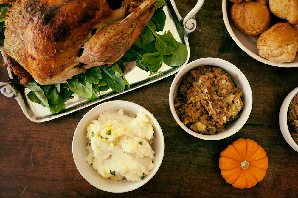 turkey on the table for thanksgiving