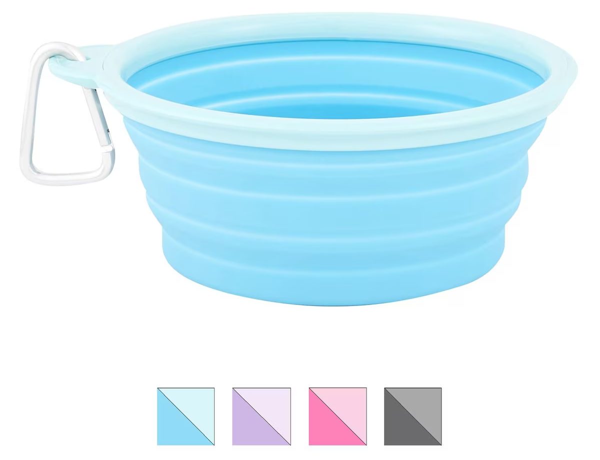 Prima Pets Collapsible Silicone Travel Dog & Cat Bowl with Carabiner