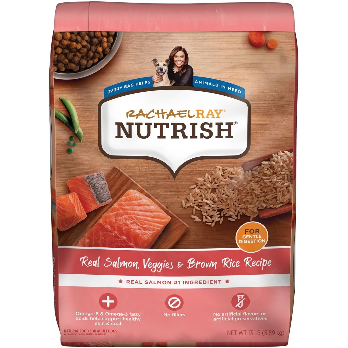 Rachel Ray Nutrish Real Salmon, Veggies & Brown Rice Recipe Gentle Digestion Dry Dog Food