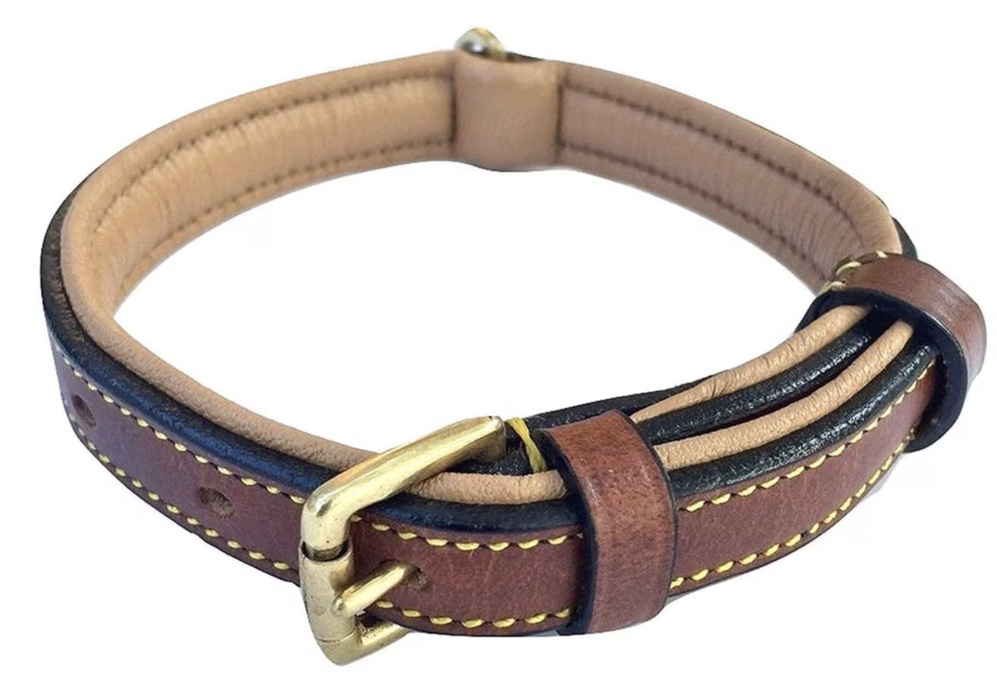 Soft Touch Collars Leather Two-Tone Padded Dog Collar