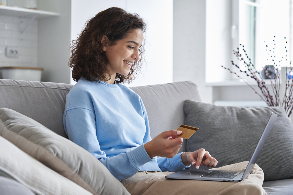 woman buying or donating something online