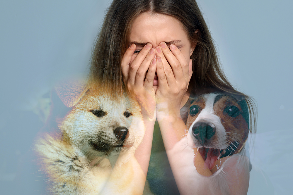 woman with cynophobia
