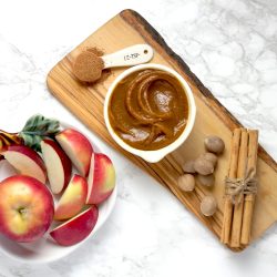 apple beside peanut butter