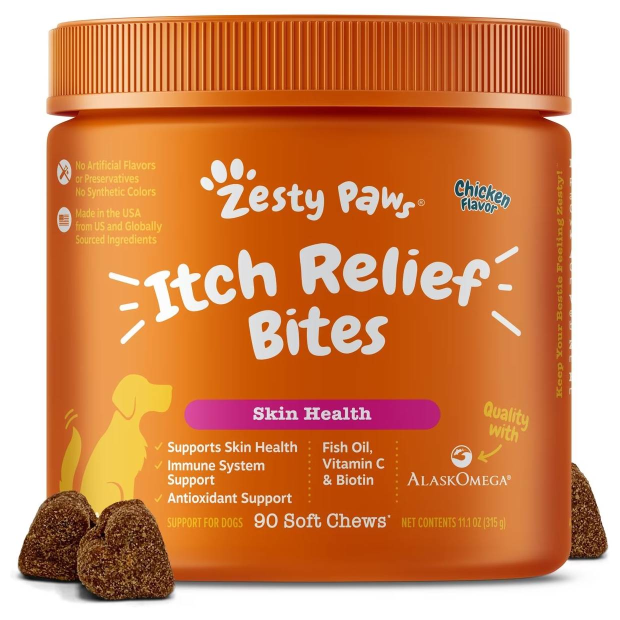 Zesty Paws Itch Relief Bites Chicken Flavored Soft Chews