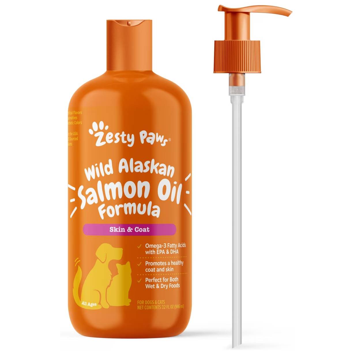 Zesty Paws Wild Alaskan Salmon Oil Liquid Skin & Coat Supplement for Dogs & Cats