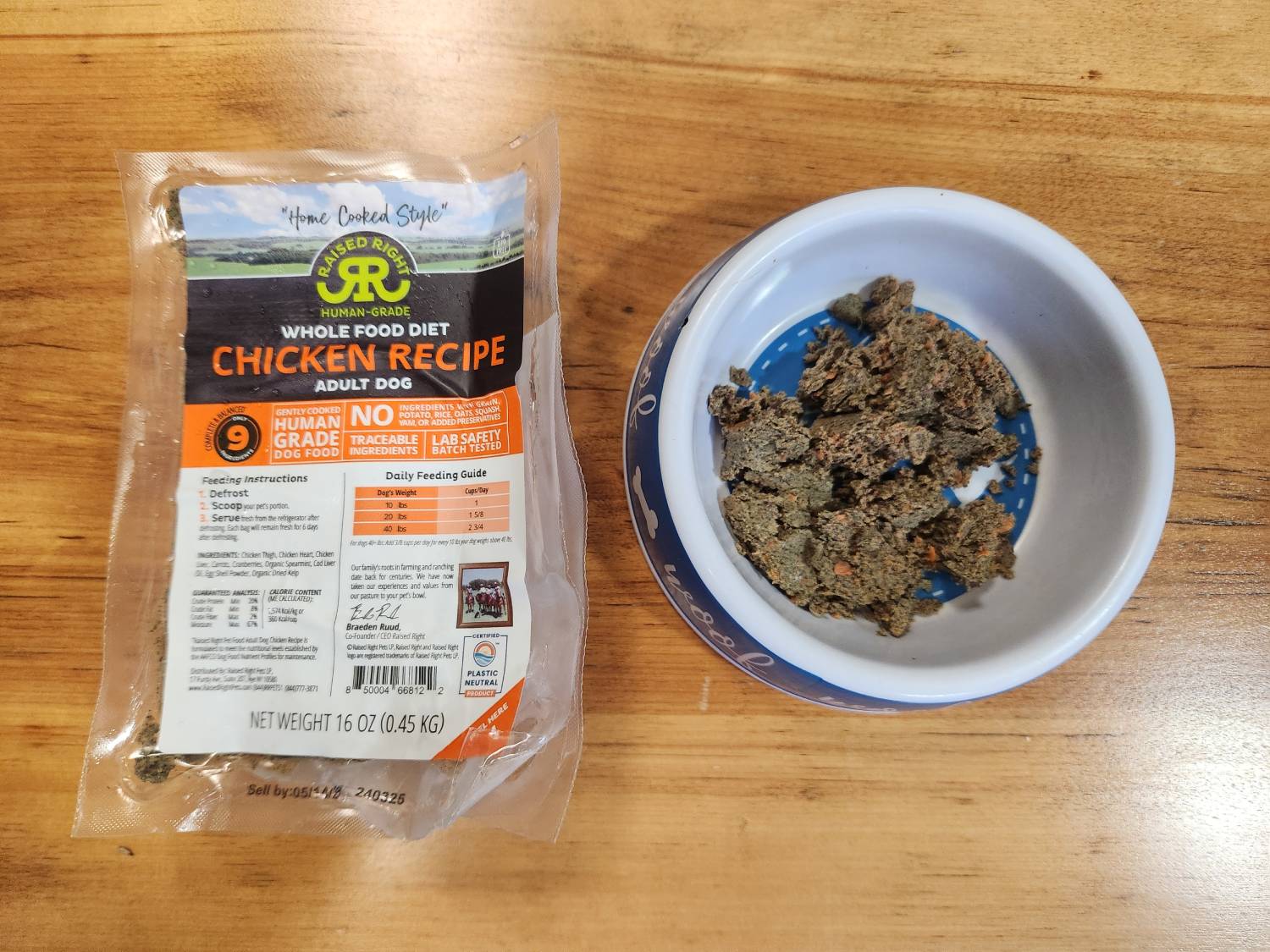 Raised Right Human Grade Dog Food Review - chicken recipe review